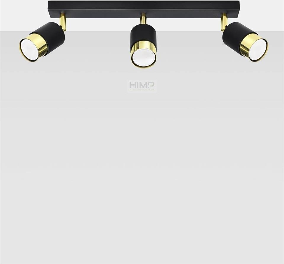 Lampa sufitowa Sollux Plafon NERO 3 czarny/złoty himp