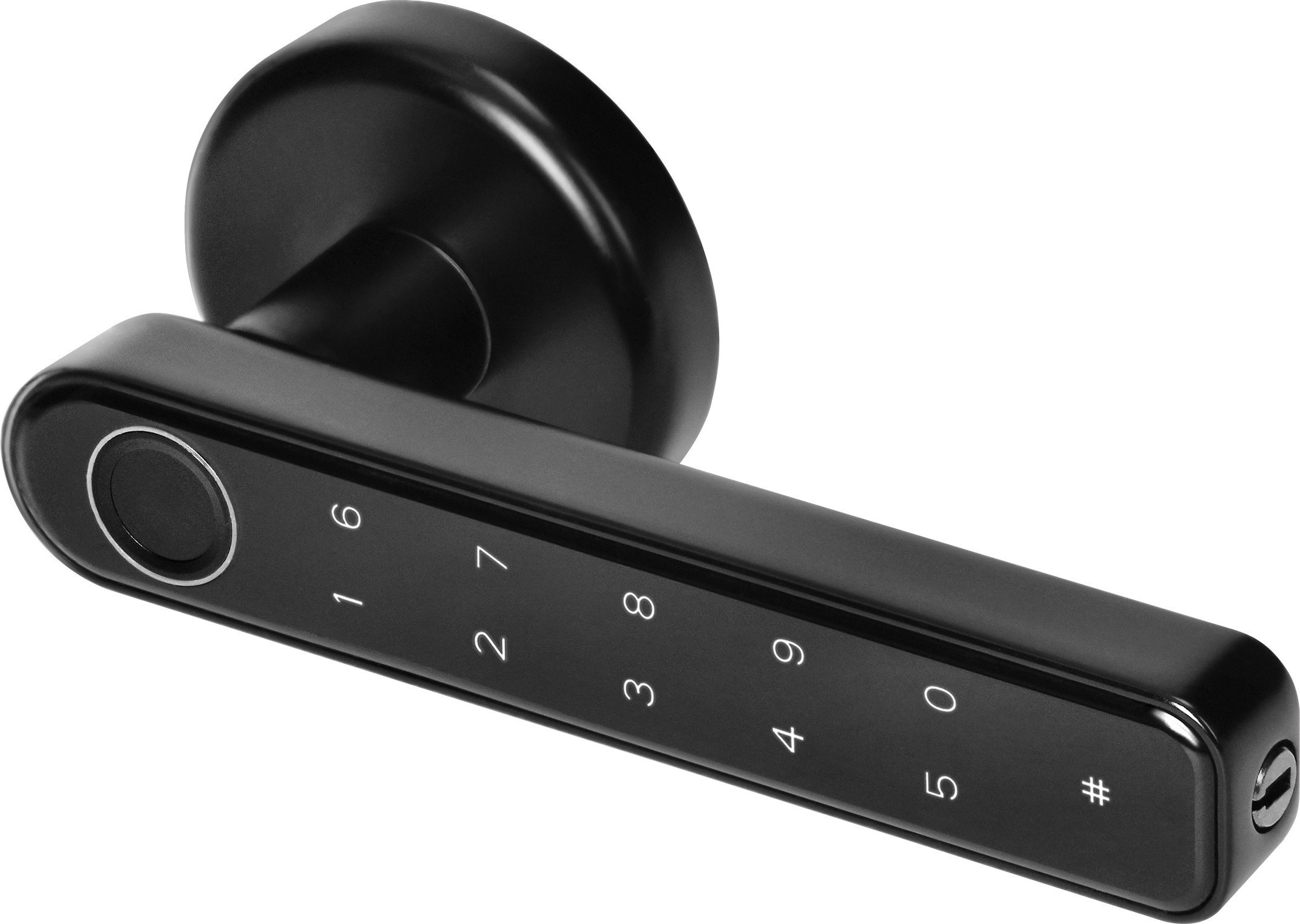 Orno Klamka szyfrowa z klawiaturą dotykową, czytnikiem linii papilarnych i funkcją SMART, czarna