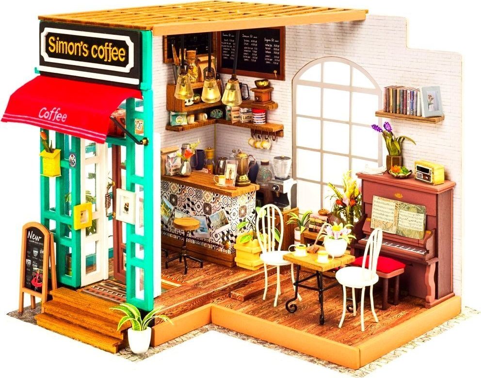 Robotime Technology ROBOTIME Składany Malowany Model Mini Kawiarnia