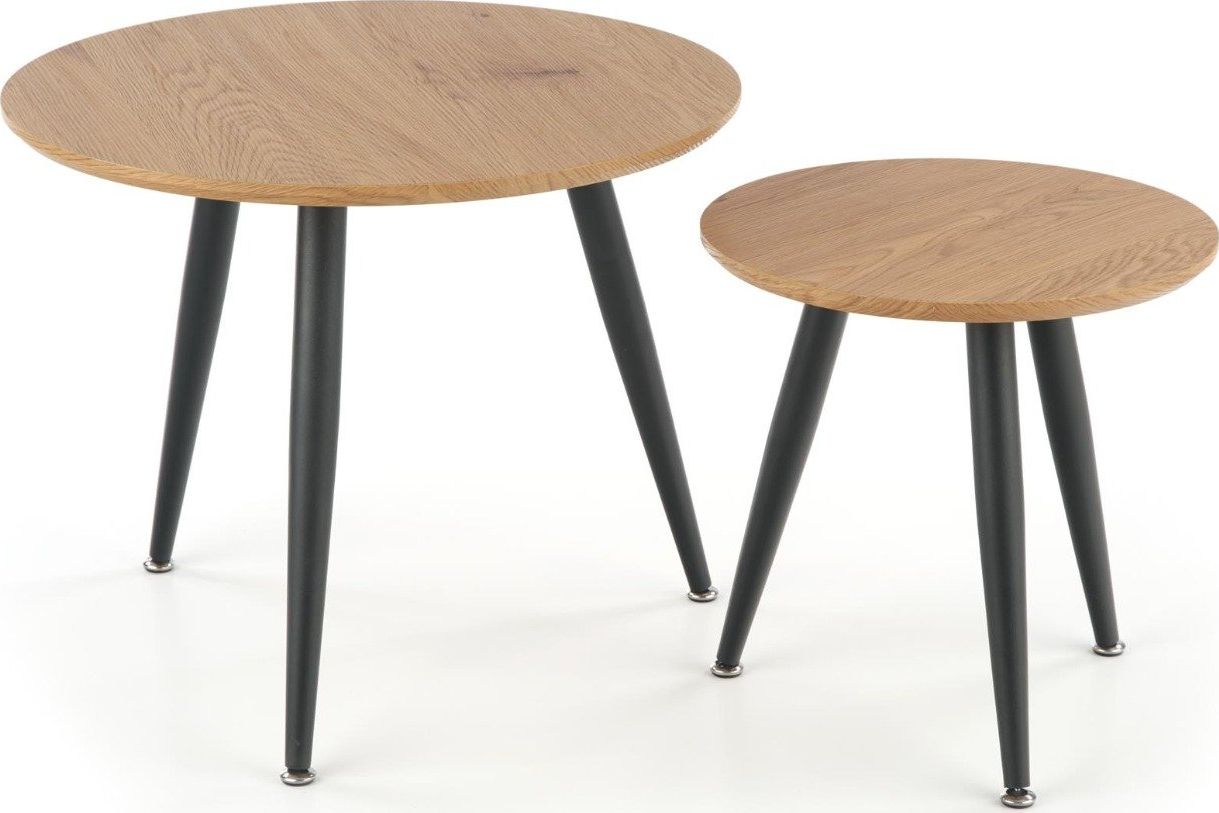 Halmar Zestaw 2 stolików kawowych MENTONA 2 dąb/czarny