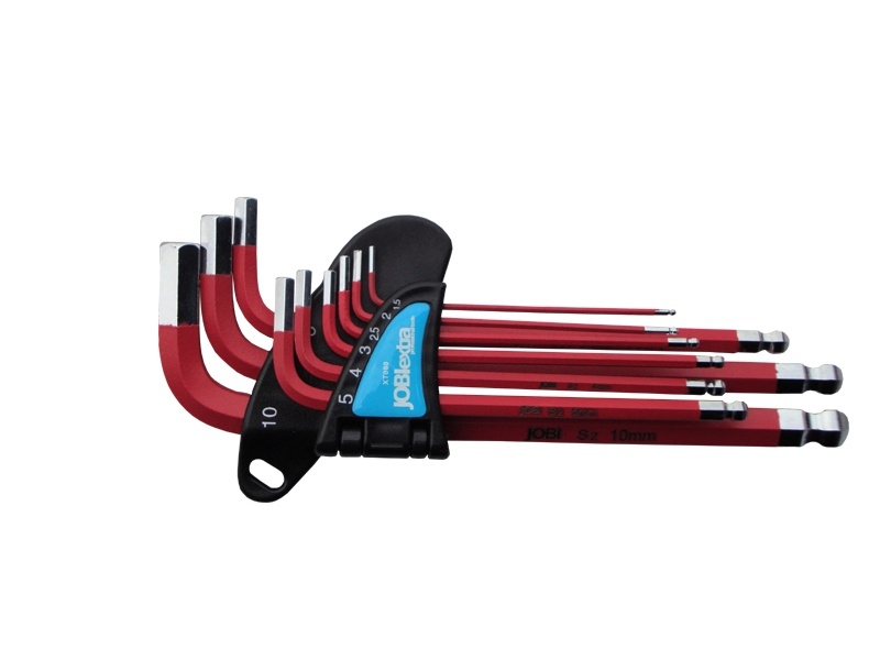 JOBIextra Zestaw kluczy imbusowych hex typ L 1,5-10mm z kulką 9szt. (XT080)