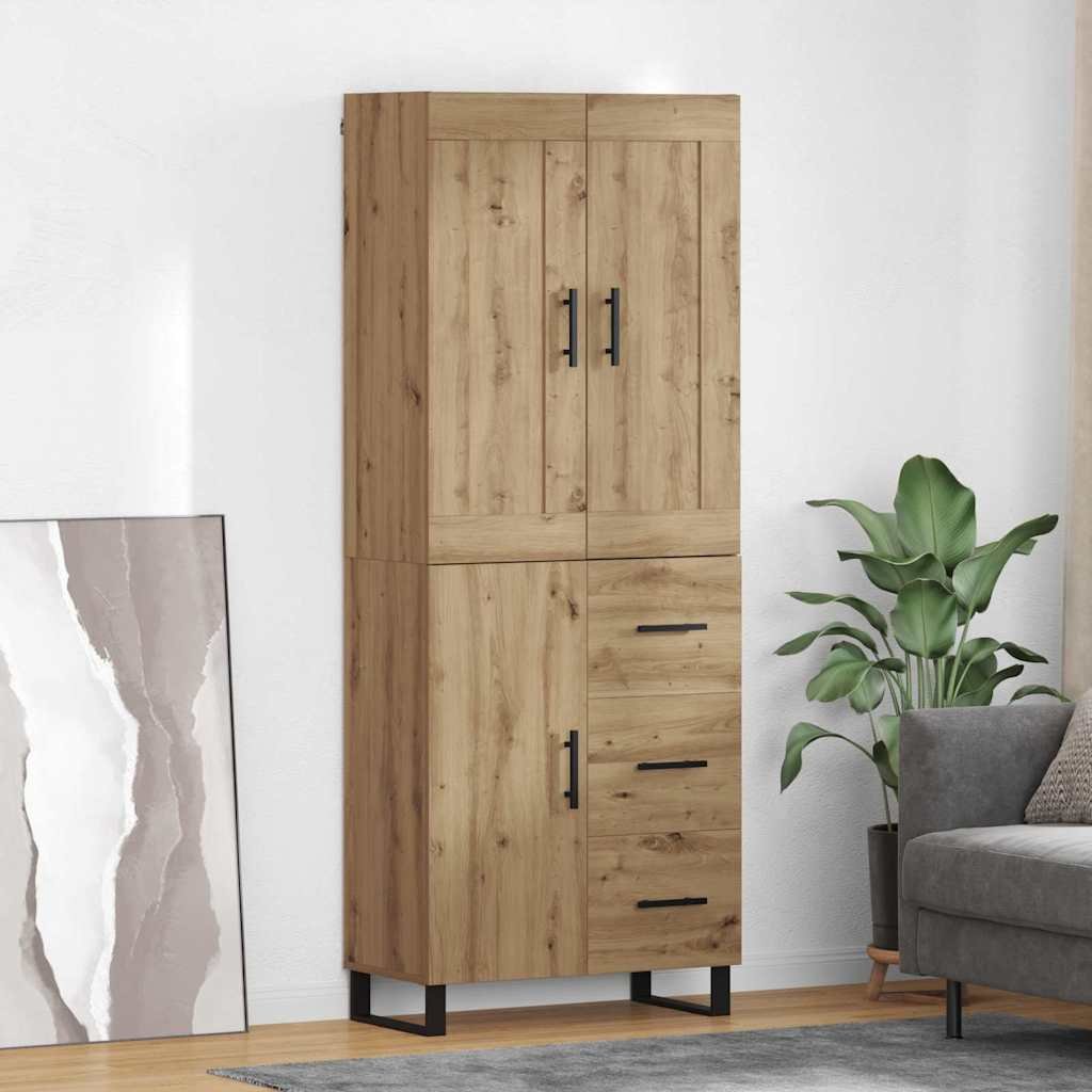 vidaXL Highboard 2 pcs Dąb rzemieślniczy Drewno inżynieryjne i szkło