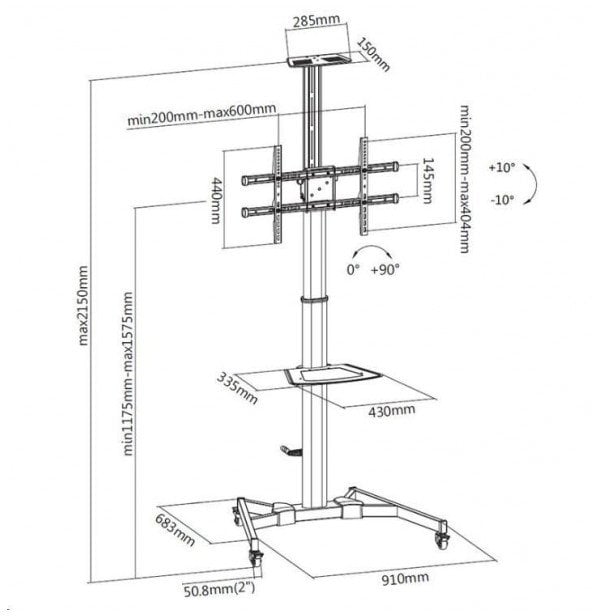 Exkluzivní mobilní stojan na televize Fiber Novelty FN5000 - držák