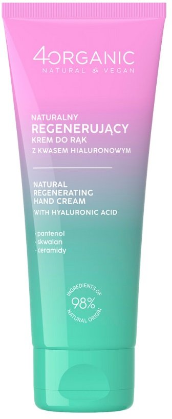 4organic Naturalny regenerujący krem do rąk z kwasem hialuronowym 75ml
