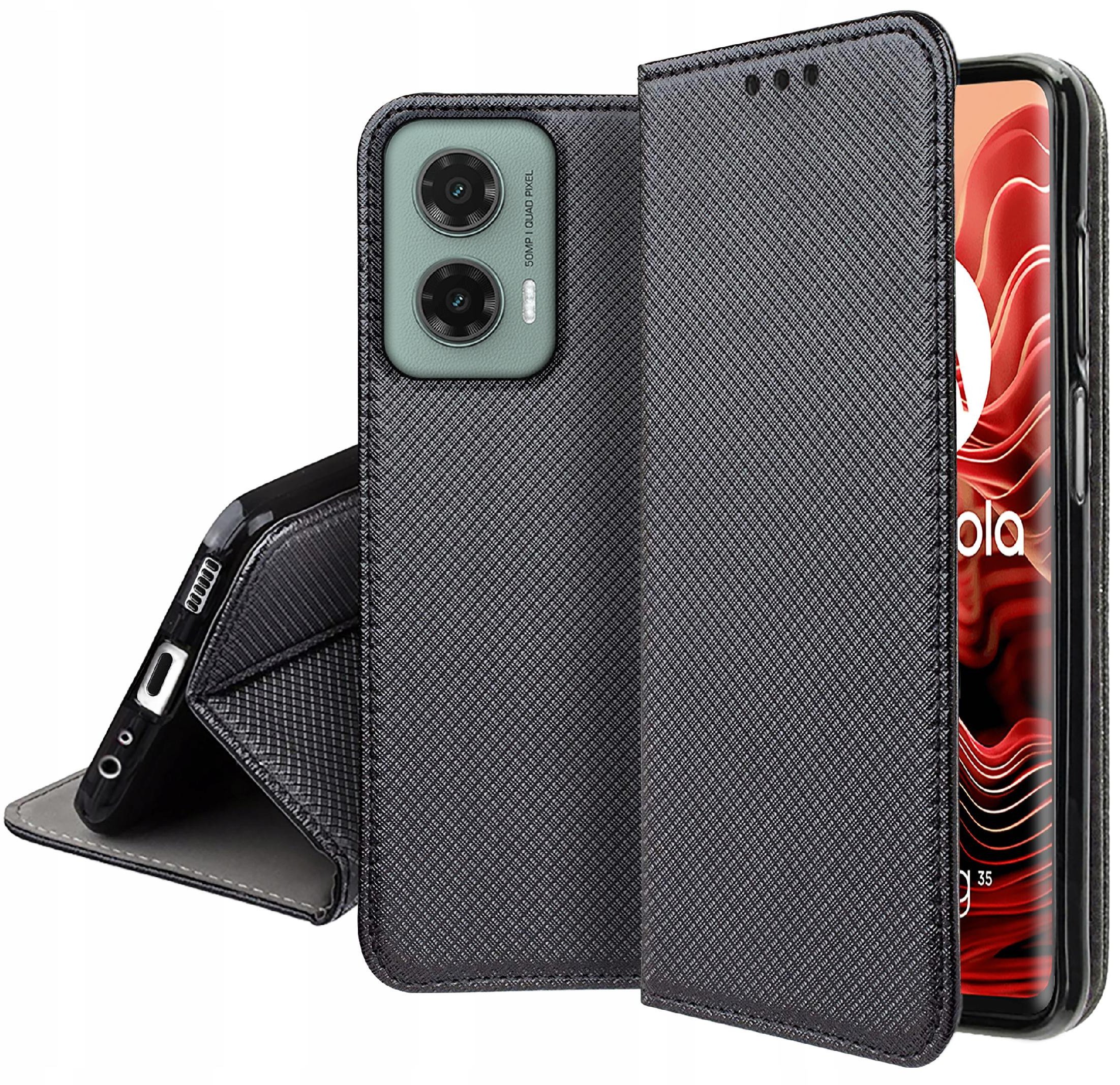 Etui do Motorola Moto G35 5G SMART MAGNET CASE PORTFEL + SZKŁO 9H