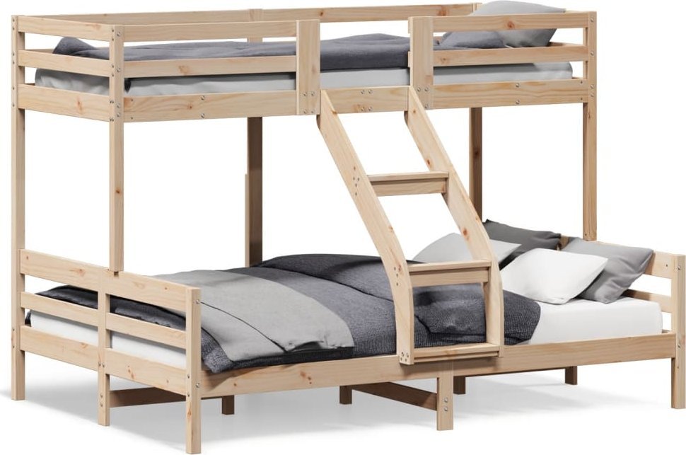 vidaXL Łóżko piętrowe, 80x200/140x200 cm, lite drewno sosnowe