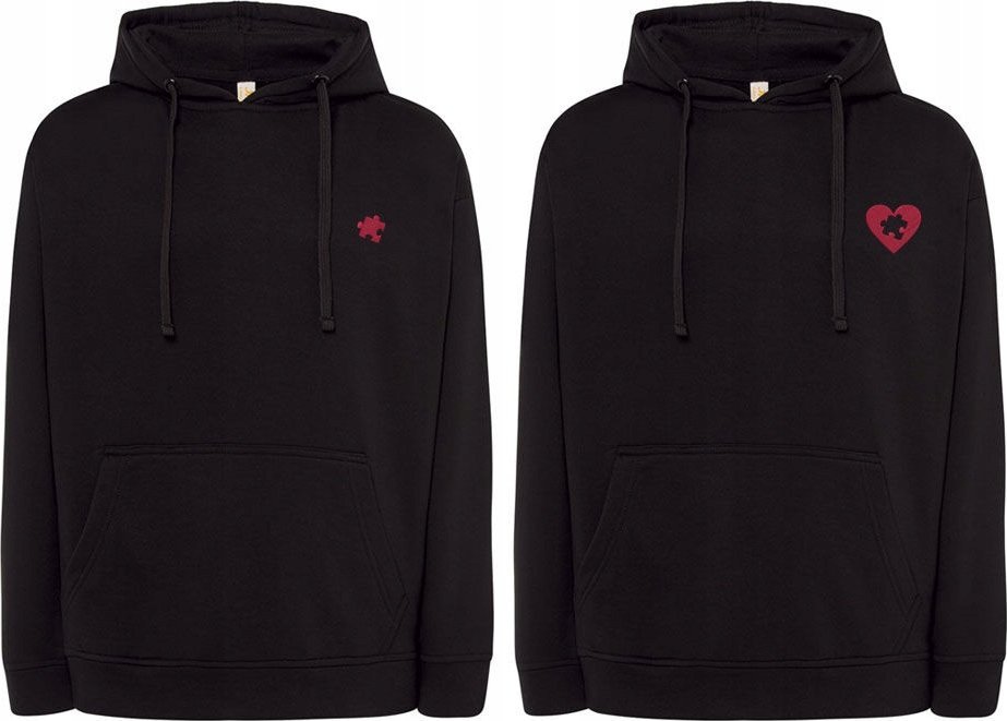 BLUZY DLA PAR Z HAFTEM NA WALENTYNKI SERCE PUZZEL BAWEŁNA PREZENT MATCHING