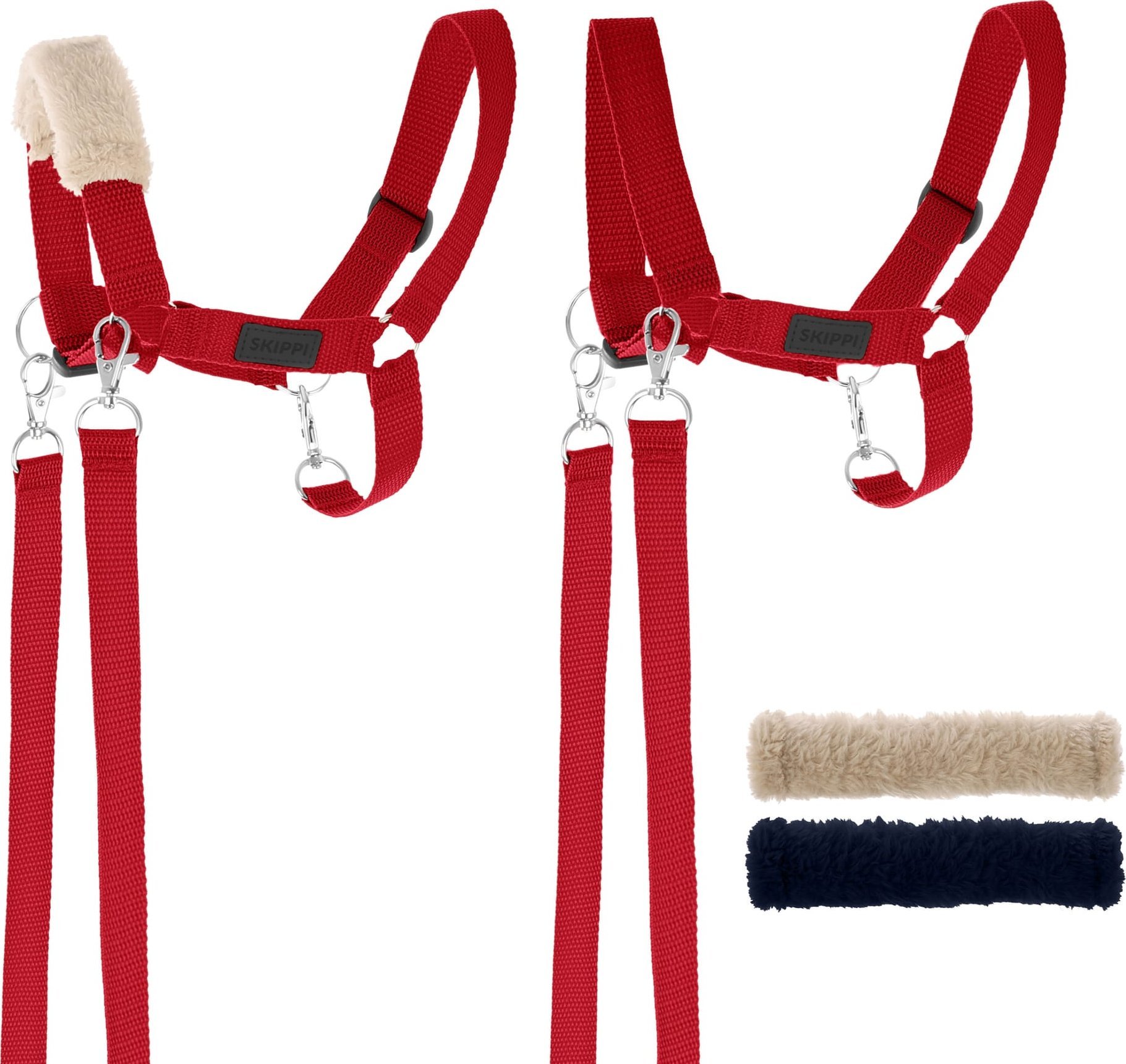 Skippi Kantar dla Hobby Horse - wodze, 2 wymienne futerka - czerwony