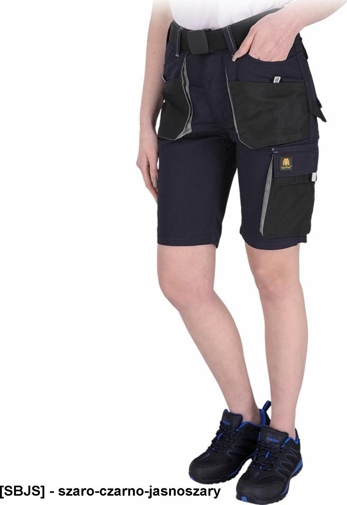 R.E.I.S. OX-FIO-TS - Spodnie ochronne do pasa FIO z krótkimi nogawkami, damskie - szaro-czarno-jasnoszary 2XL