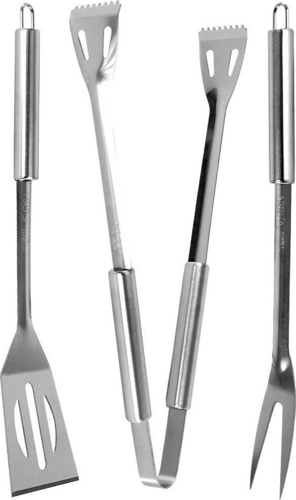 BBQ Przybory akcesoria stalowe do grillowania szczypce, łopatka, widelec zestaw 3 elementy