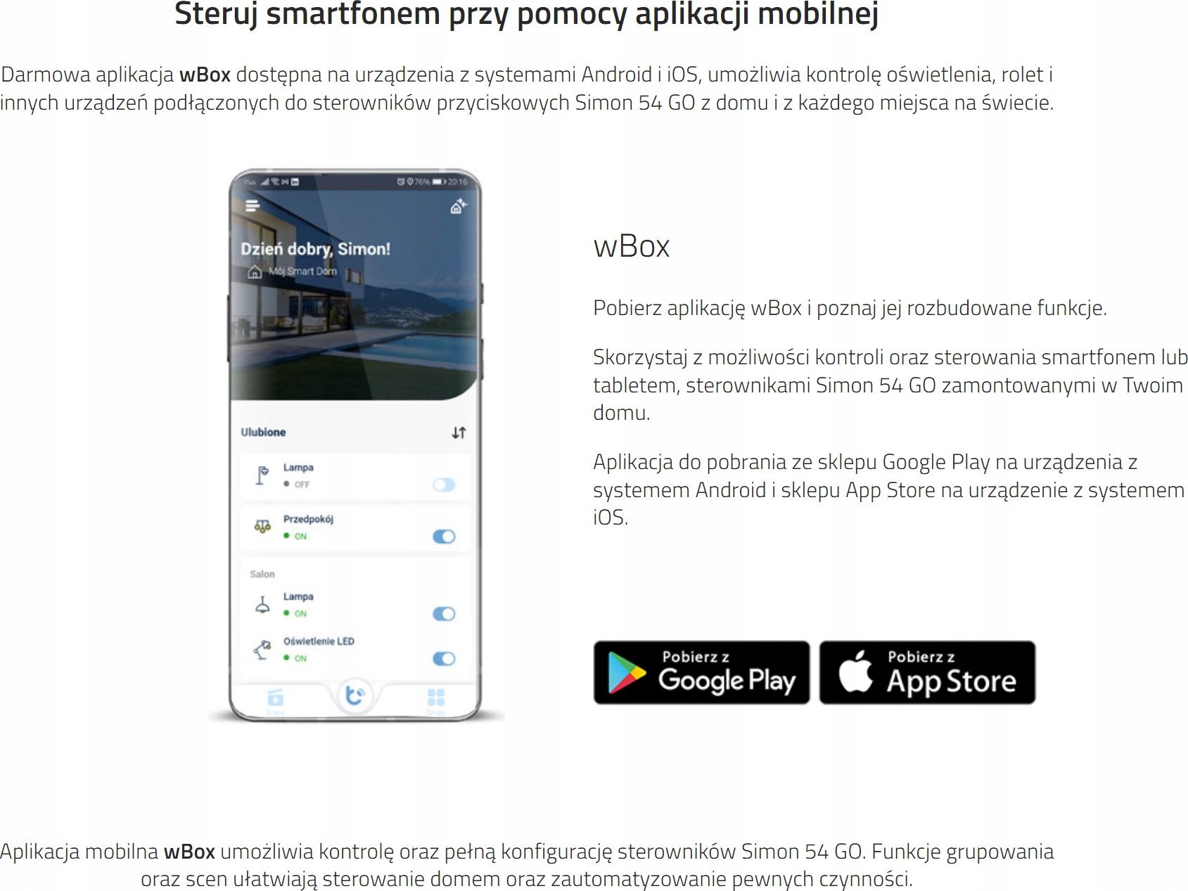 Kontakt-Simon Simon 54 GO Kontroler przyciskowy 30 akcji do obsługi sterow. sterowany smartfonem WiFi 230V (moduł) brąz mat DEK1W.01/46
