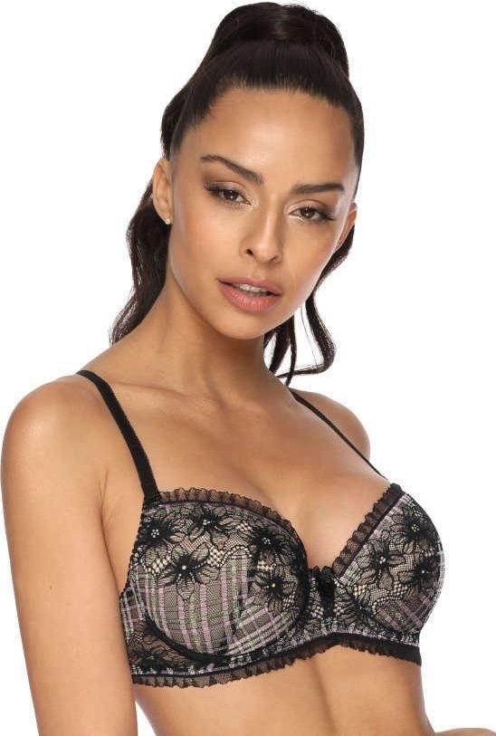 MAT Lingerie Biustonosz push-up czarno-kolorowy Lissy M-3308/11 80E