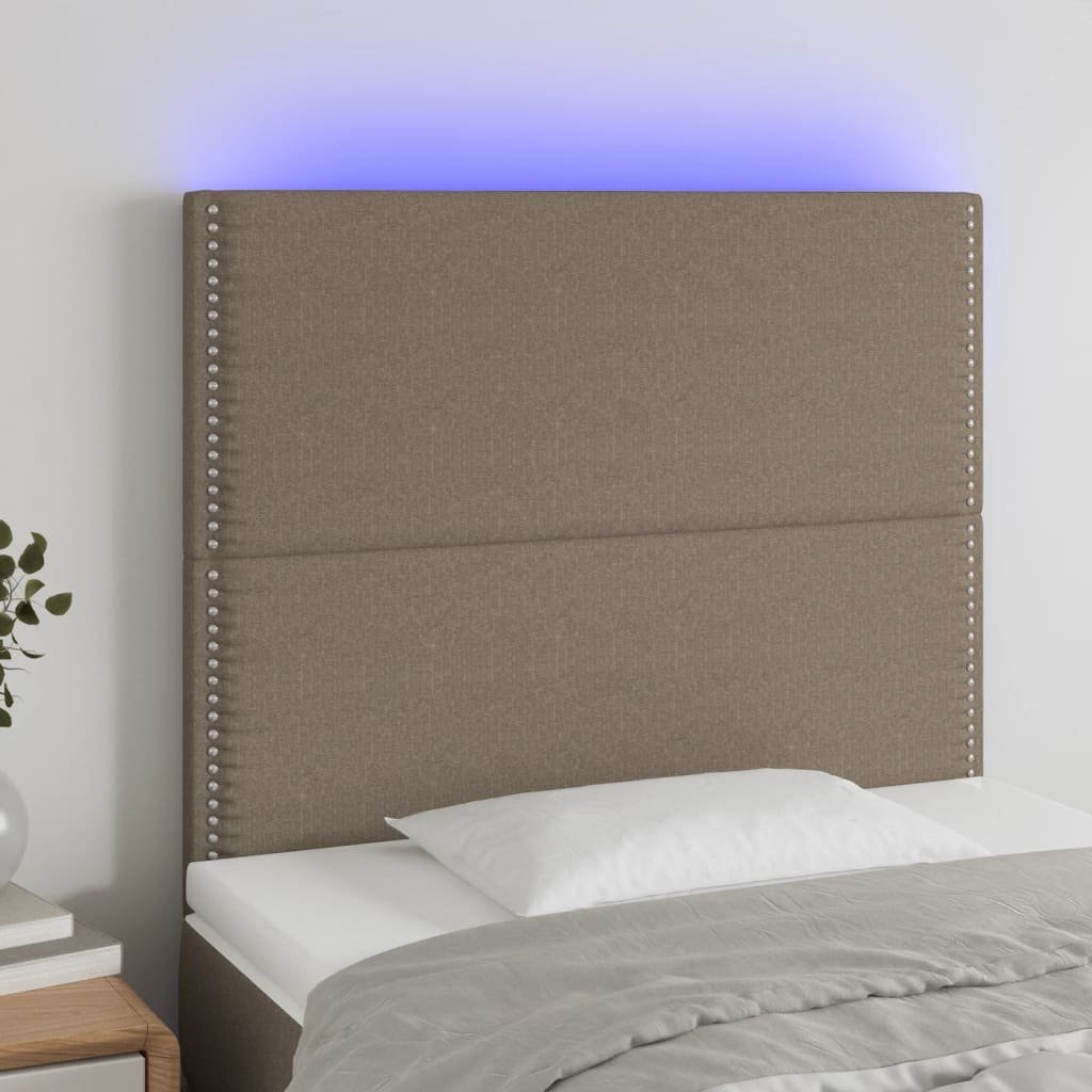 vidaXL vidaXL Zagłówek do łóżka z LED, taupe, 90x5x118/128 cm, tkanina