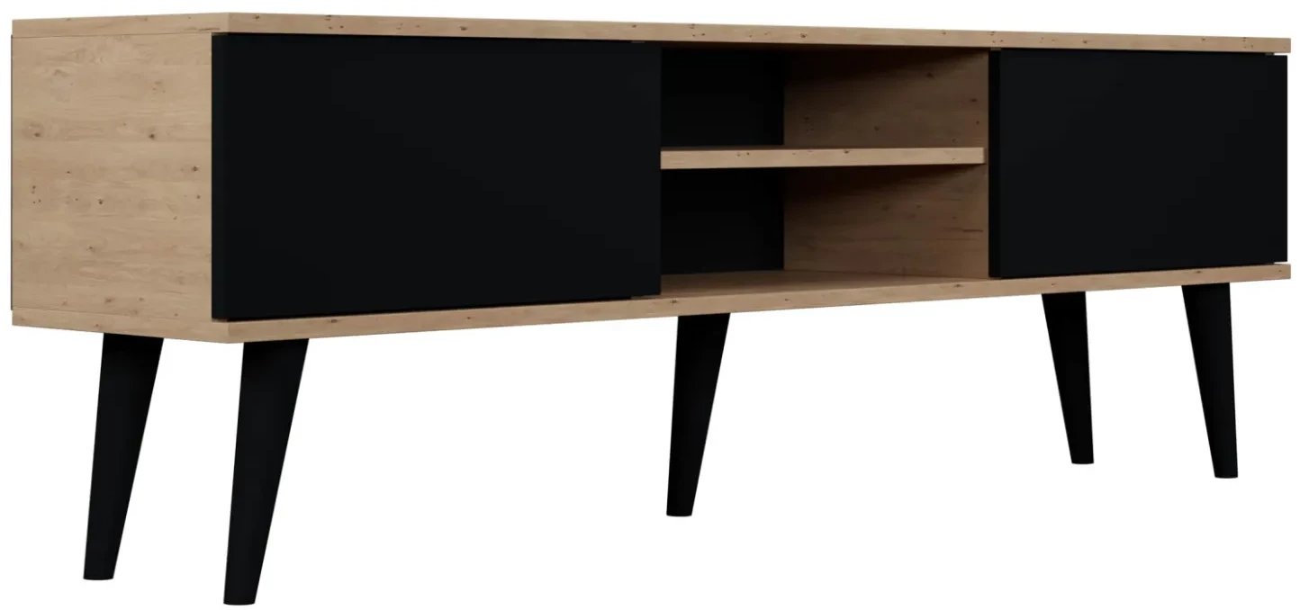 Szafka RTV TORONTO 160 dąb artisan/czarna KOCOT MEBLE