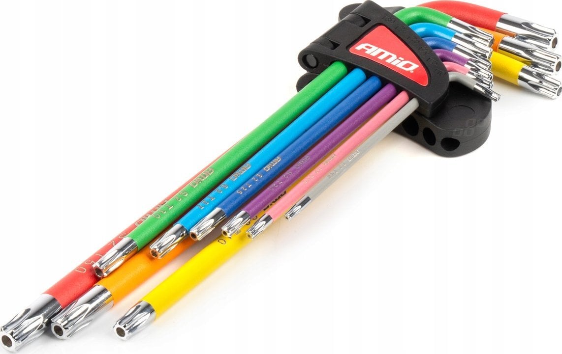 Klucze torx extra długie zestaw imbusy zestaw 9 szt. s2 amio-04301