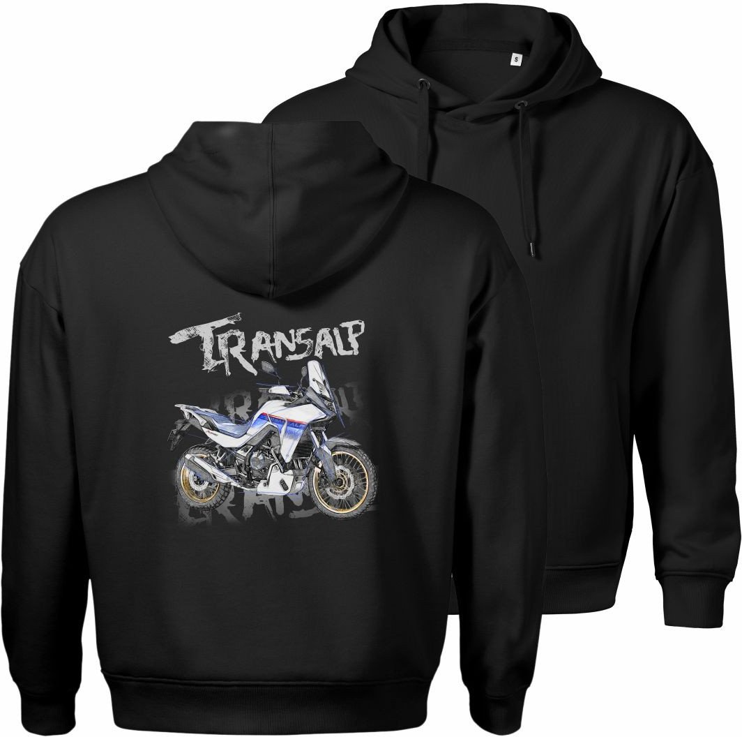 Bluza z kapturem motocyklowa z motocyklem na motor Honda Transalp 750 XL męska czarna XXL