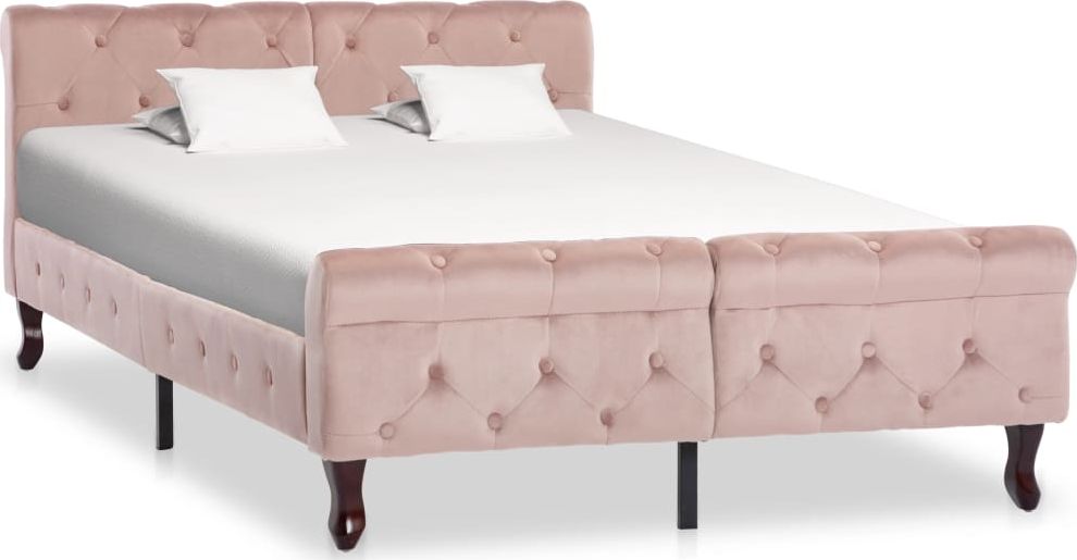 vidaXL Rama łóżka, różowa, tapicerowana aksamitem, 120 x 200 cm