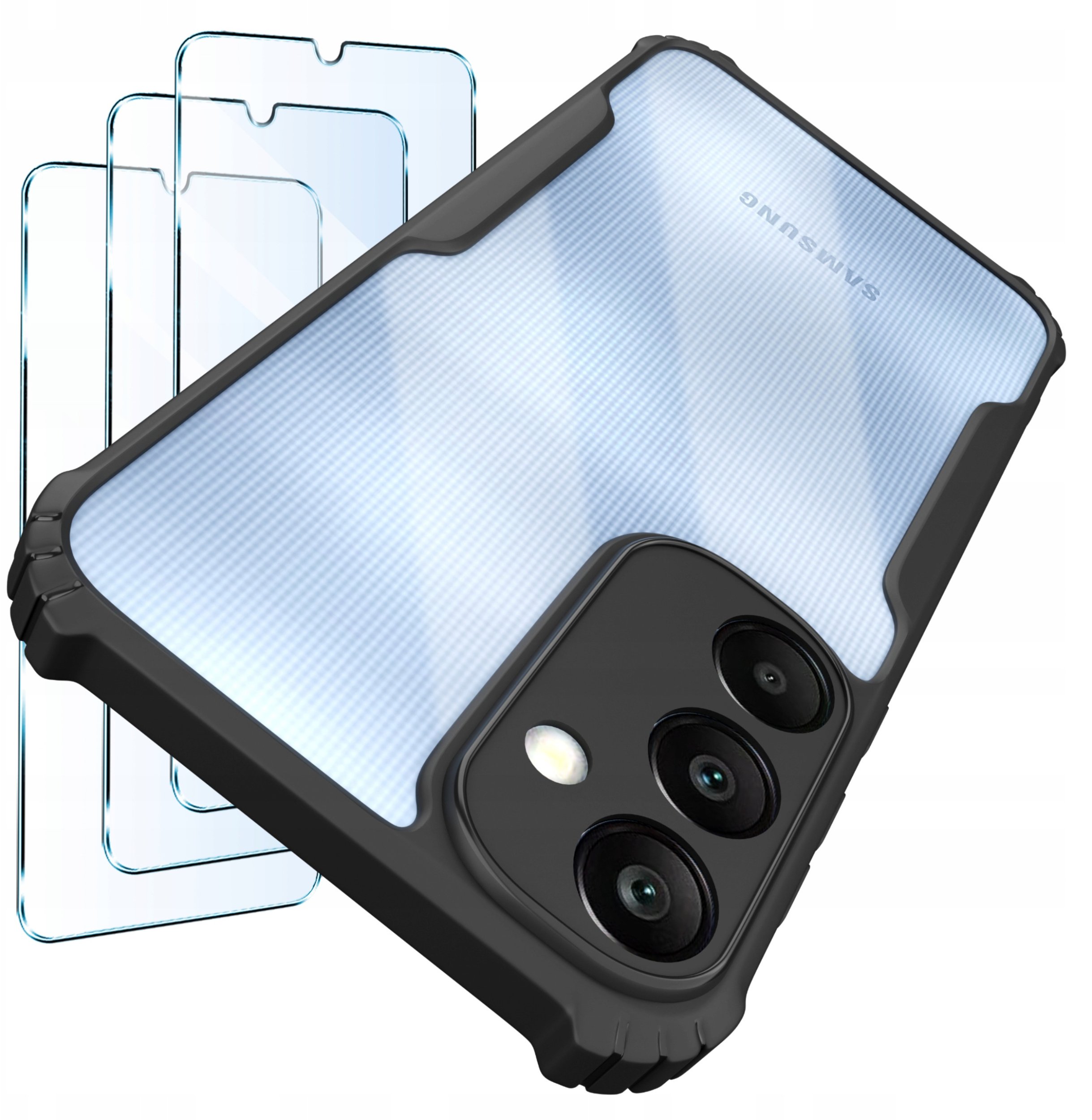 Etui do Samsung A25 5G |Pancerne Przeźroczyste Silikonowe| zestaw 3x szkło