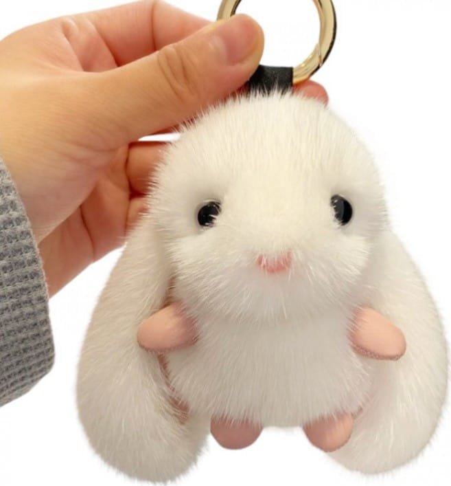 Brelok do kluczy Króliczek puchaty biały BRL340B