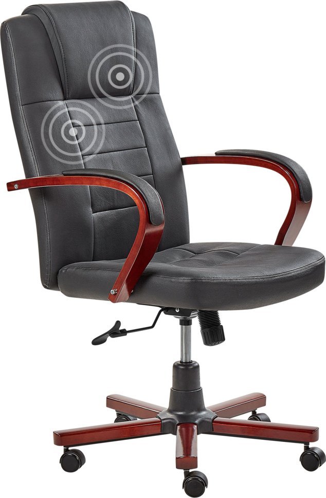 Fotel biurowy DIAMOND Z masażem Skóra naturalna Czarny