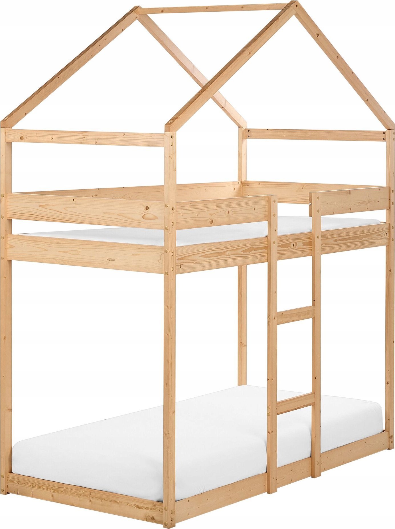 Beliani Łóżko piętrowe dziecięce domek drewniane 90 x 200 cm jasne LABATUT