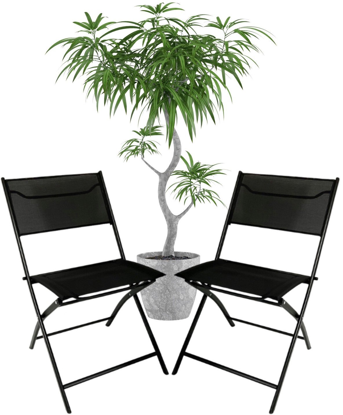 Zestaw 2 krzeseł - nowoczesne składane metalowe krzesło ogrodowe czarne