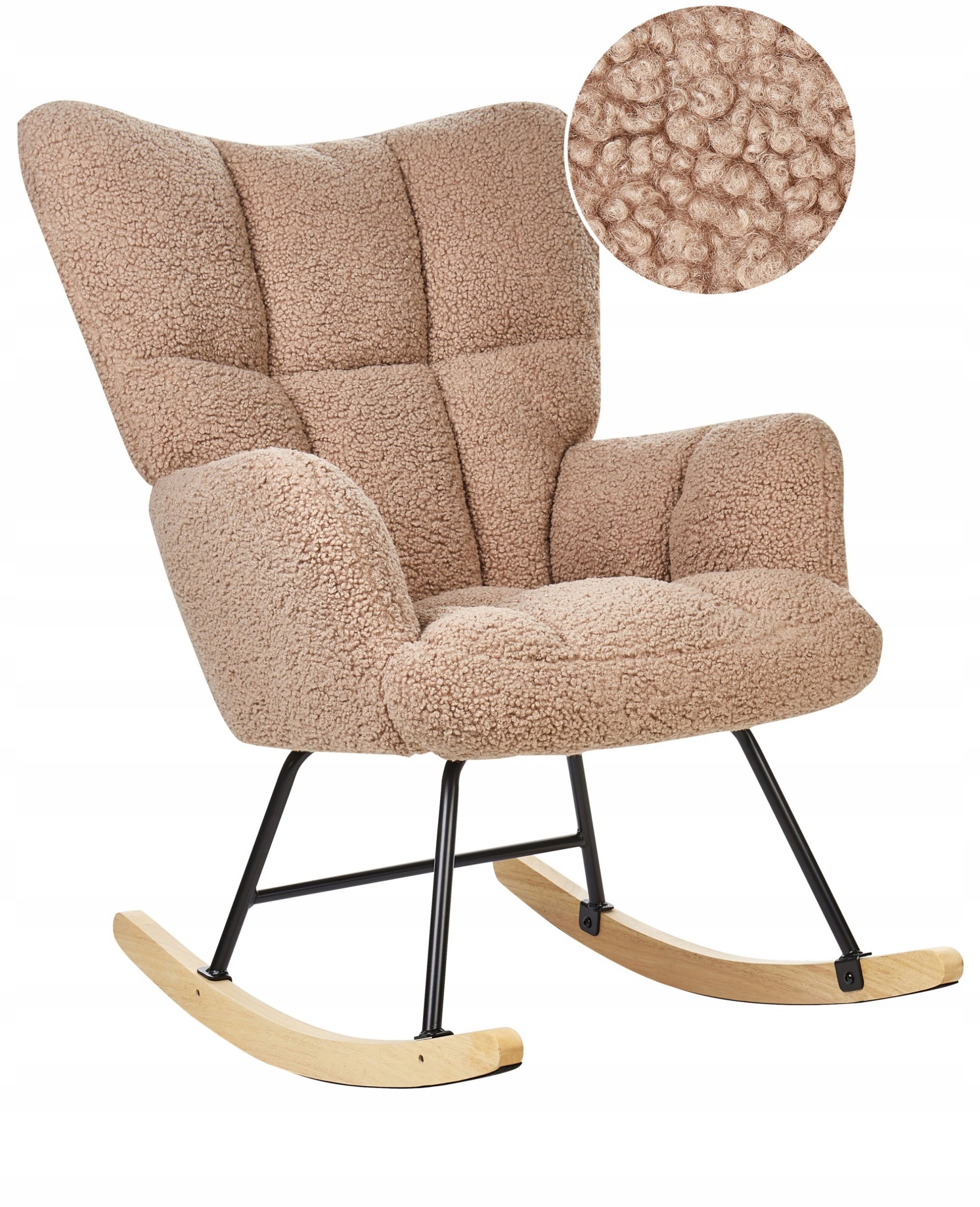 Beliani Fotel bujany OULU Boucle Piaskowy