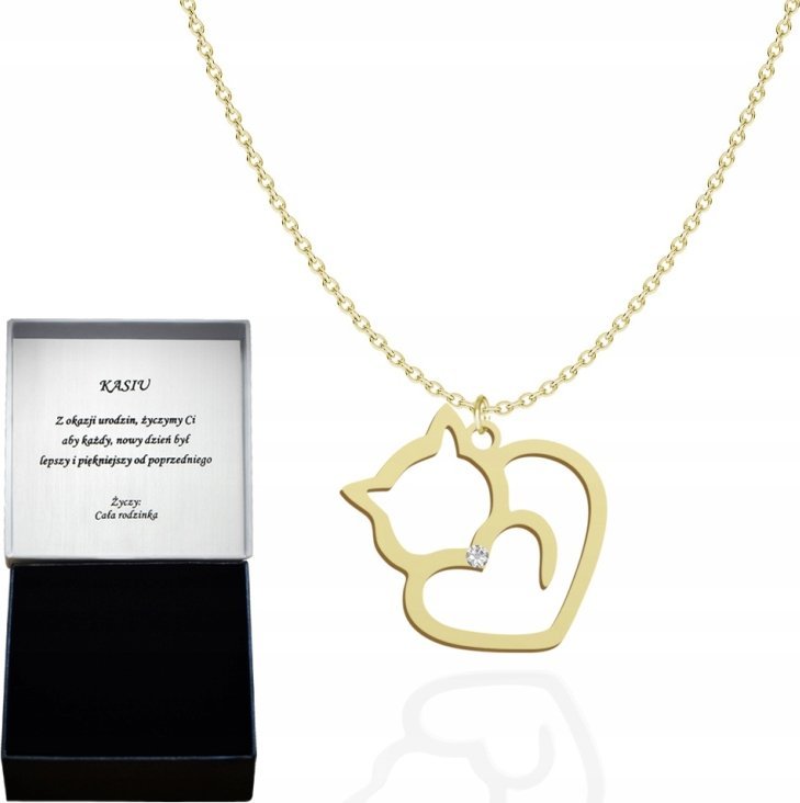 Radziszewska Jewellery Pozłacany Naszyjnik KOTEK DEDYKACJA GRATIS