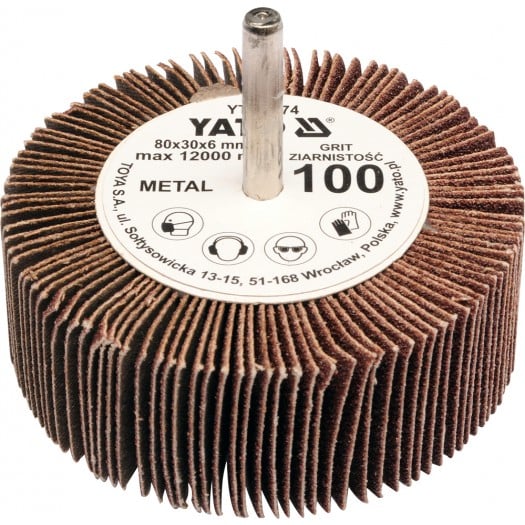Yato Ściernica listkowa trzpieniowa P100 80 x 30 x 6mm YT-83374