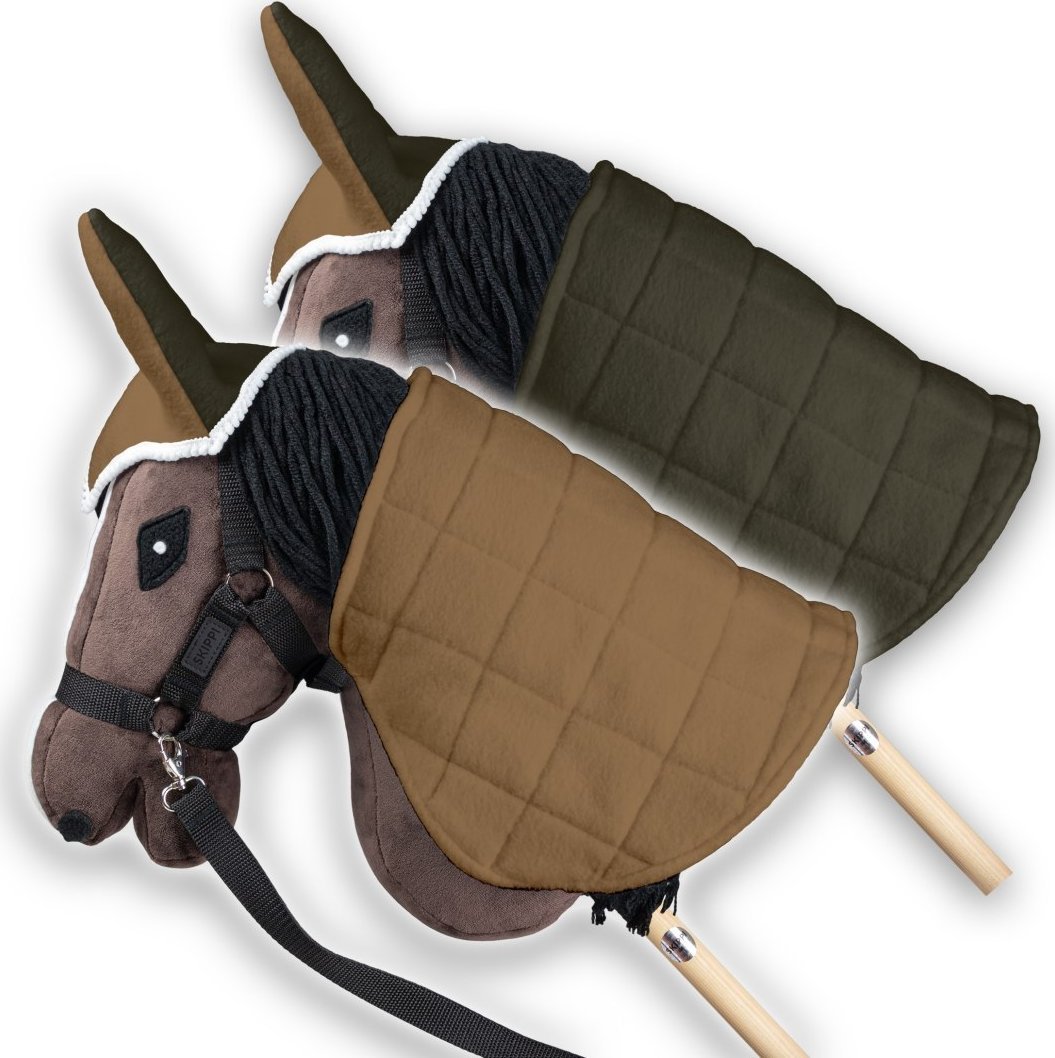 Derka dwustronna i nauszniki Skippi dla Hobby Horse - beż i oliwka