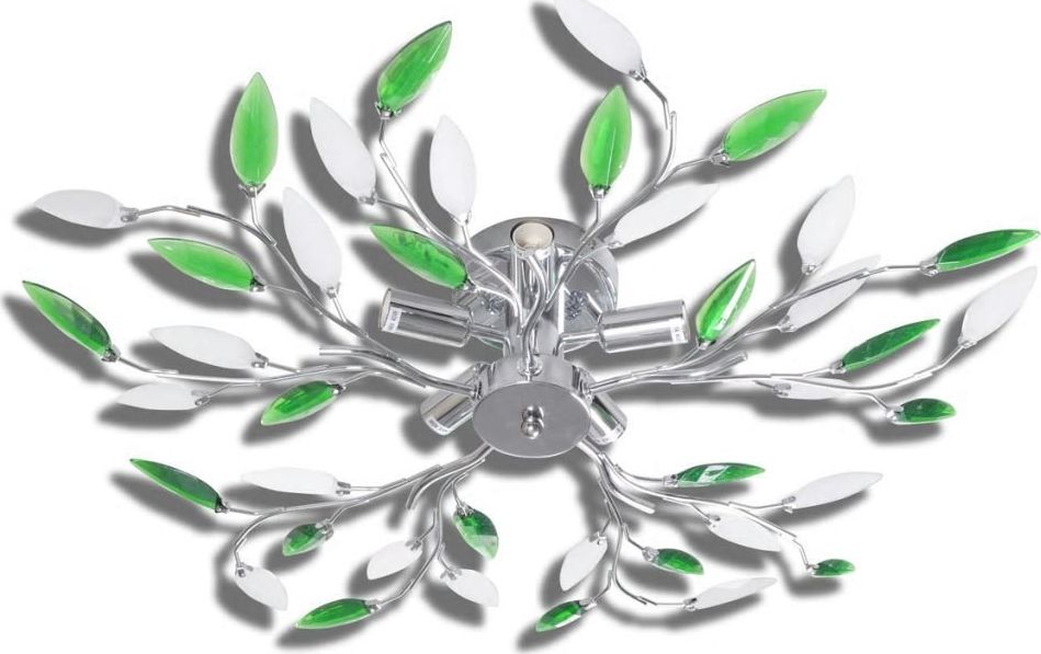 Lampa sufitowa Lumes Zielona lampa sufitowa w formie liści - E996-Gardena