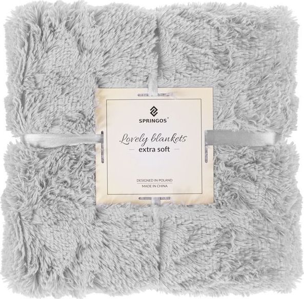 Springos Narzuta na łóżko, pled 160x200 cm dwustronny koc na kanapę szary UNIWERSALNY
