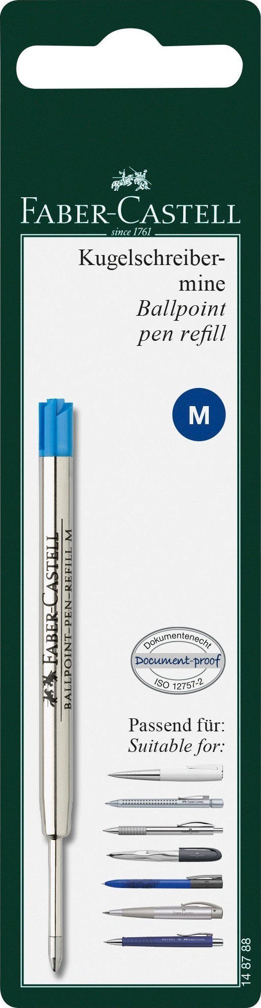 Faber-Castell FABER-CASTELL Kugelschreibermine blau M in BK 5er