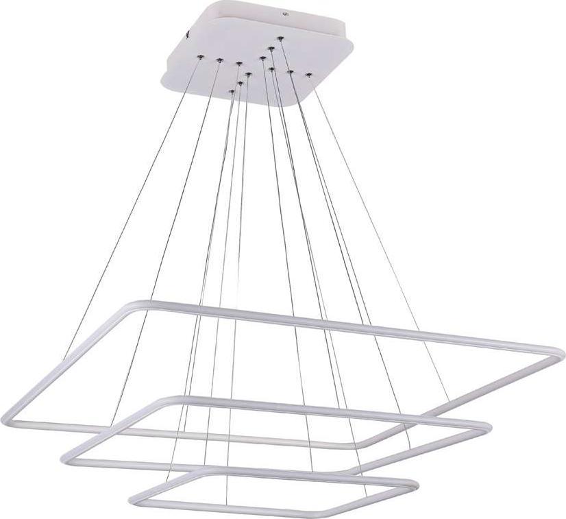 Lampa wisząca Mdeco LAMPA wisząca MDECO SLIM/000016/4000/W metalowa OPRAWA kwadratowe ramki LED 116W 4000K zwis biały