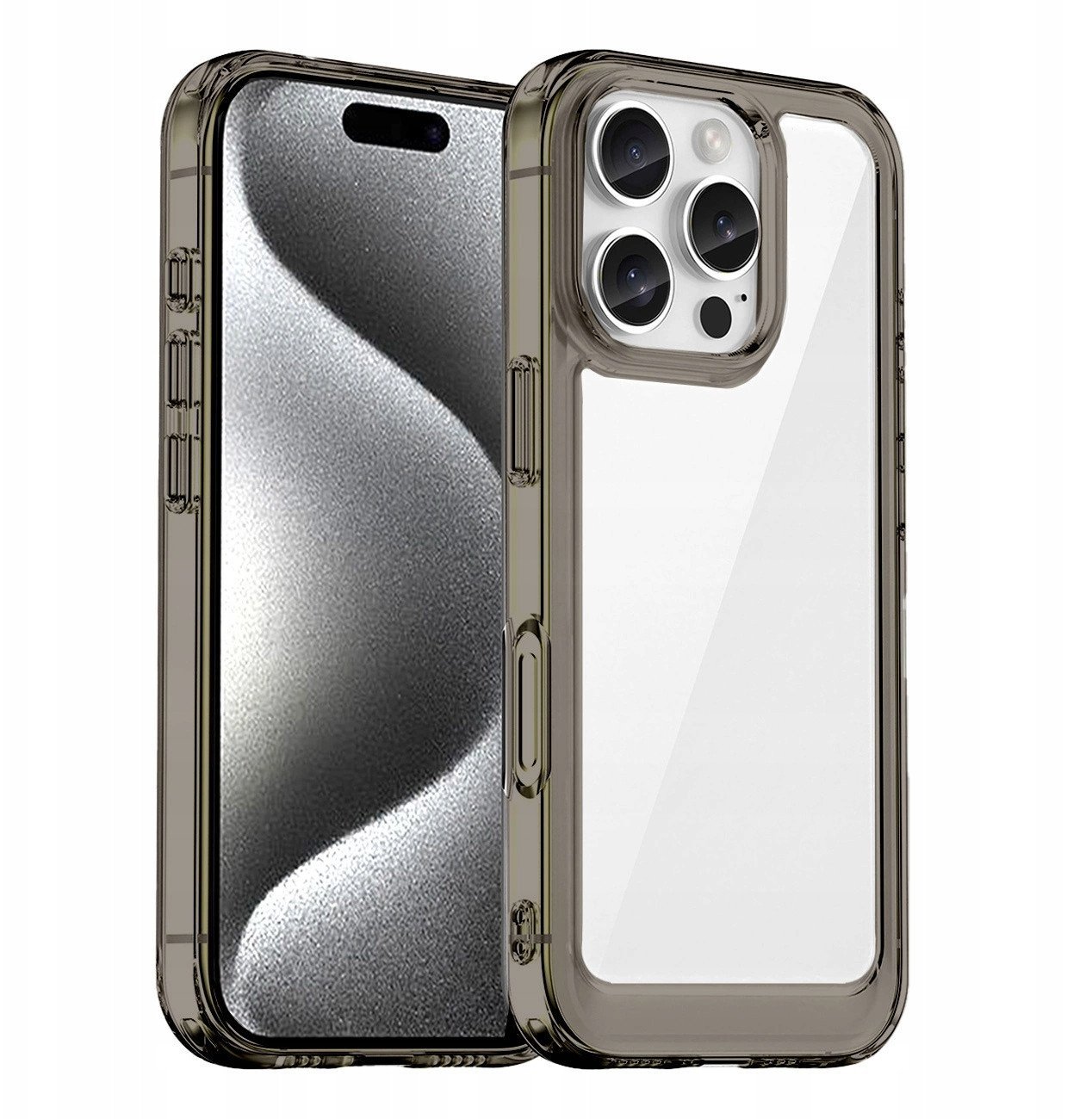 Etui Outer Space Case na iPhone 16e pokrowiec z elastyczną ramką - półprzezroczyste, czarne