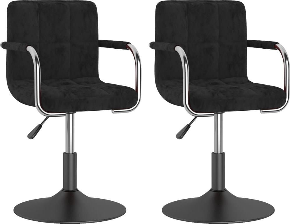 vidaXL Obrotowe krzesła stołowe, 2 szt., czarne, aksamitne
