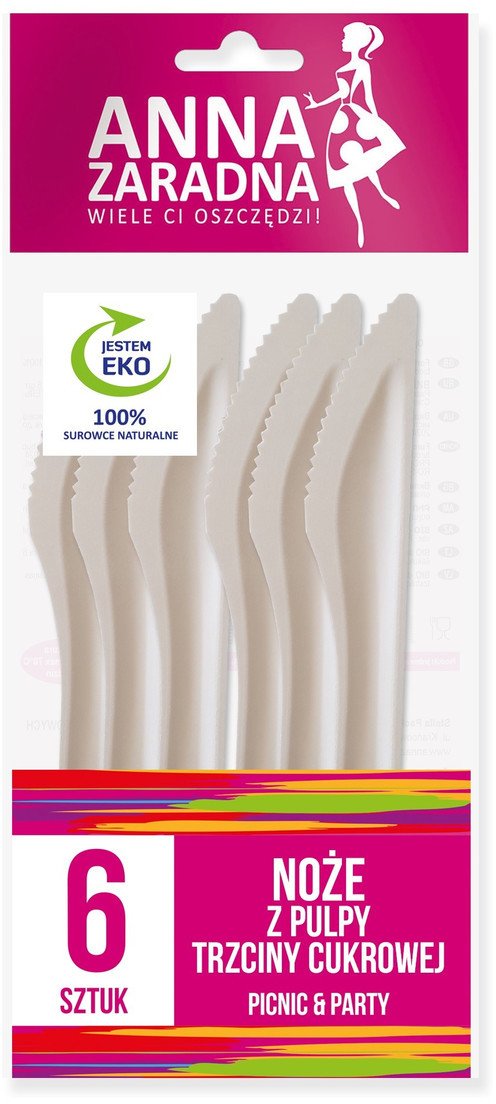 Anna Zaradna Picnic&Party Noże z trzciny cukrowej 6szt