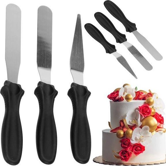 Springos Szpatułki cukiernicze do ciasta 3 szt. łopatki ze stali nierdzewnej UNIWERSALNY