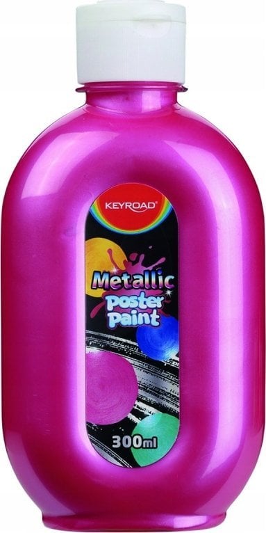 Keyroad Farba plakatowa KEYROAD, metaliczna, 300ml, butelka, czerwona