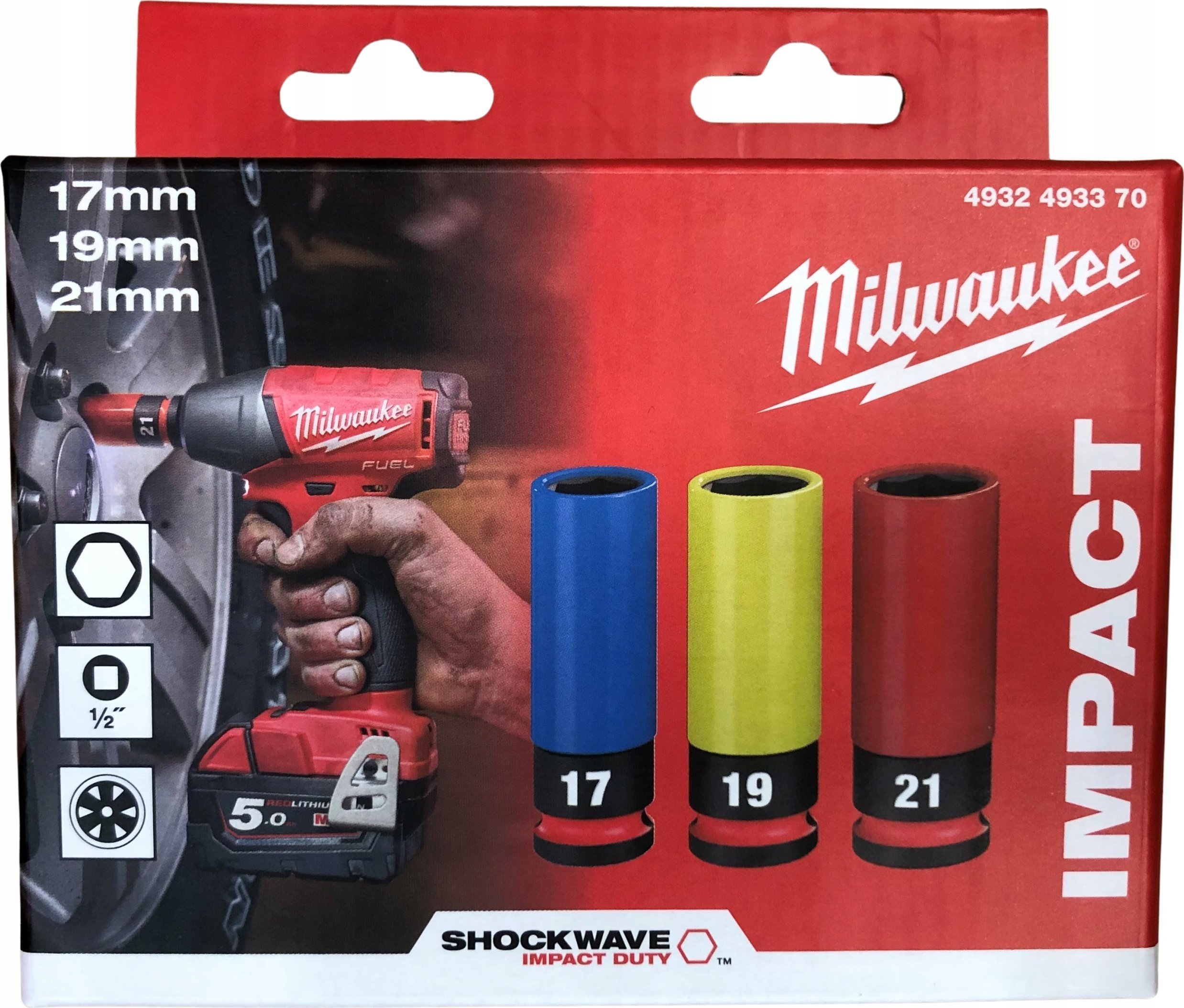 Milwaukee MILWAUKEE NASADKA UDAROWA DO FELG 1/2" ZESTAW 3szt.