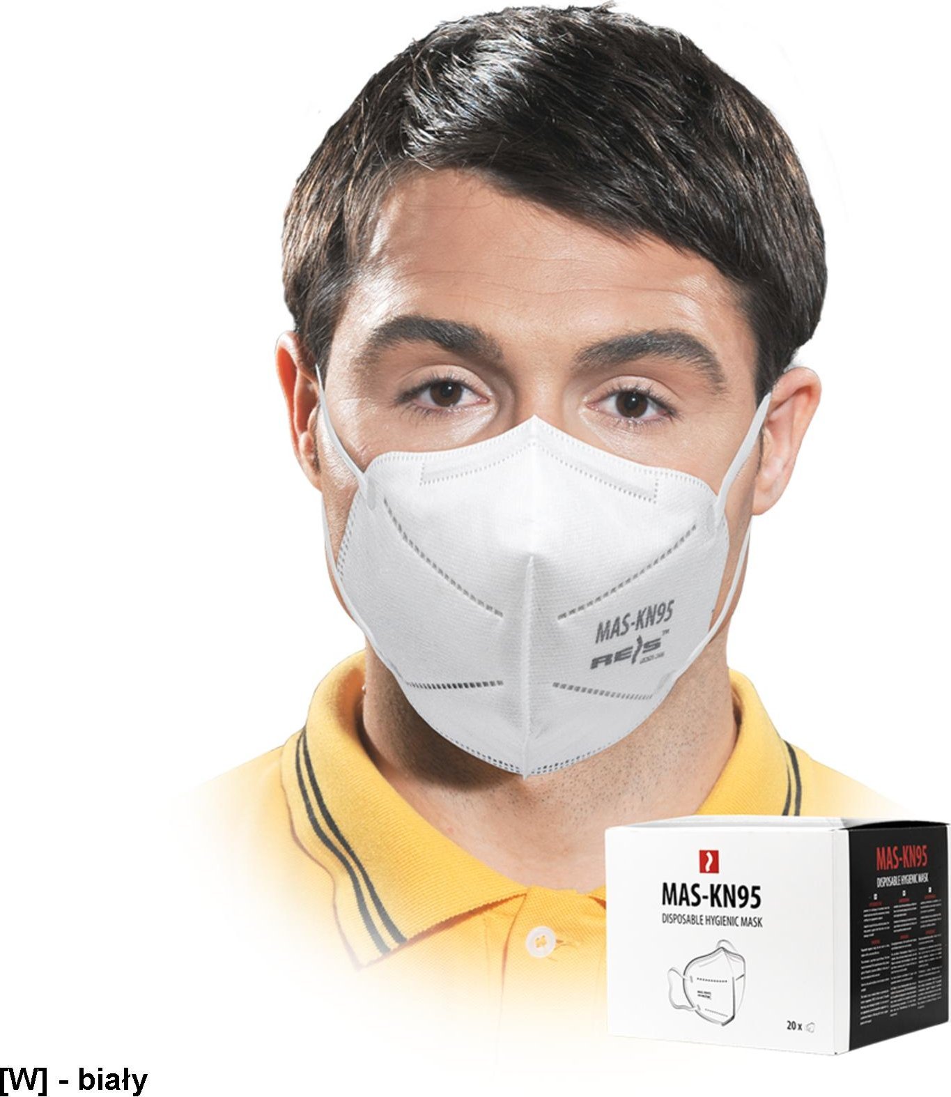 R.E.I.S. MAS-KN95 - Maseczka higieniczna pięciowarstwowa z polipropylenu. - biały - uni
