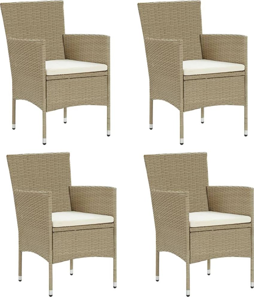 vidaXL Krzesła ogrodowe, 4 szt., polirattan, beżowe