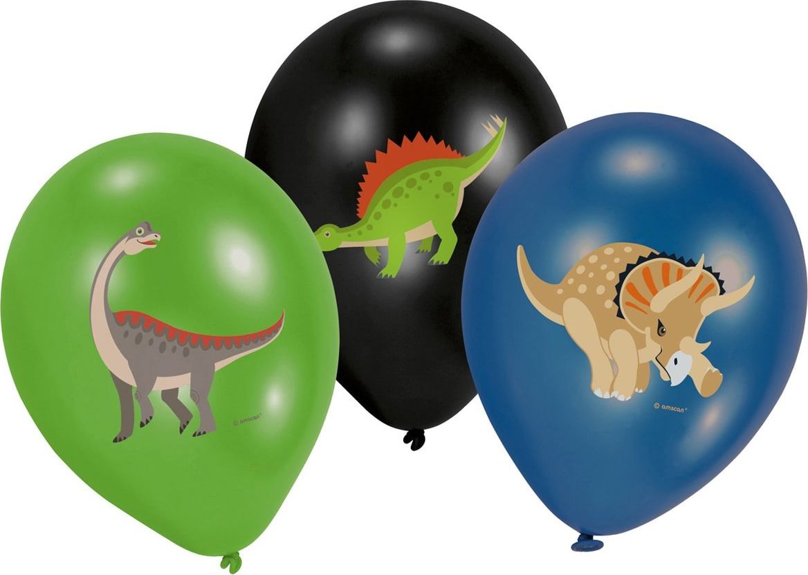 AMSCAN Balony urodzinowe Dinozaury - 28 cm - 6 szt uniwersalny