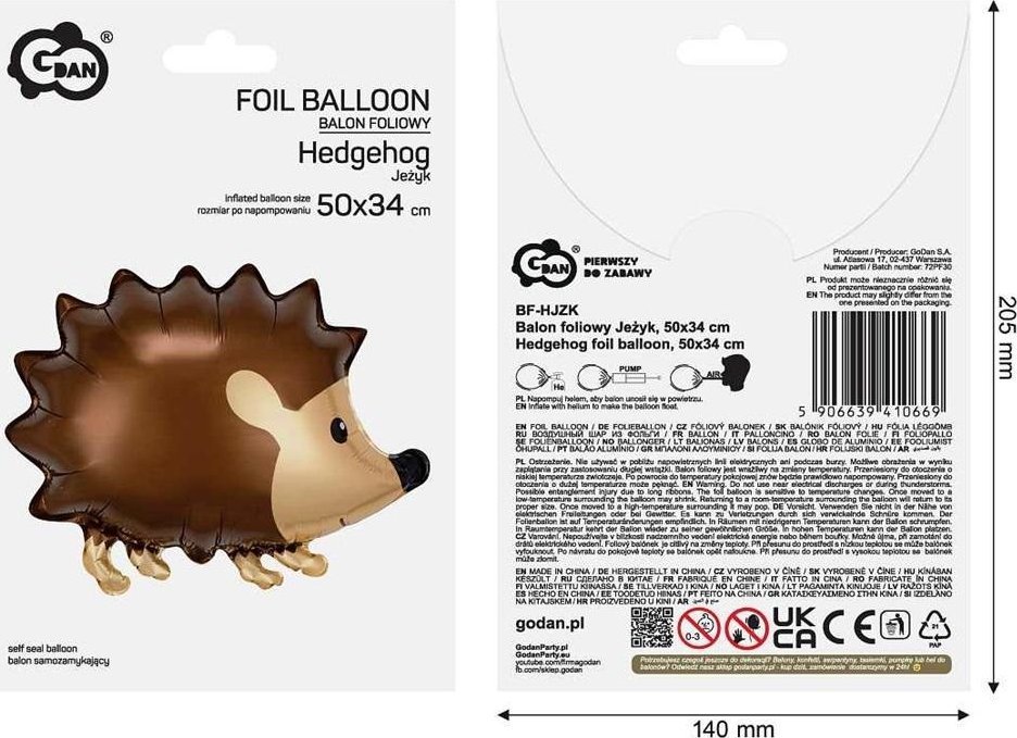 GoDan Balon foliowy Jeżyk 50x34 BF-HJZK 10669
