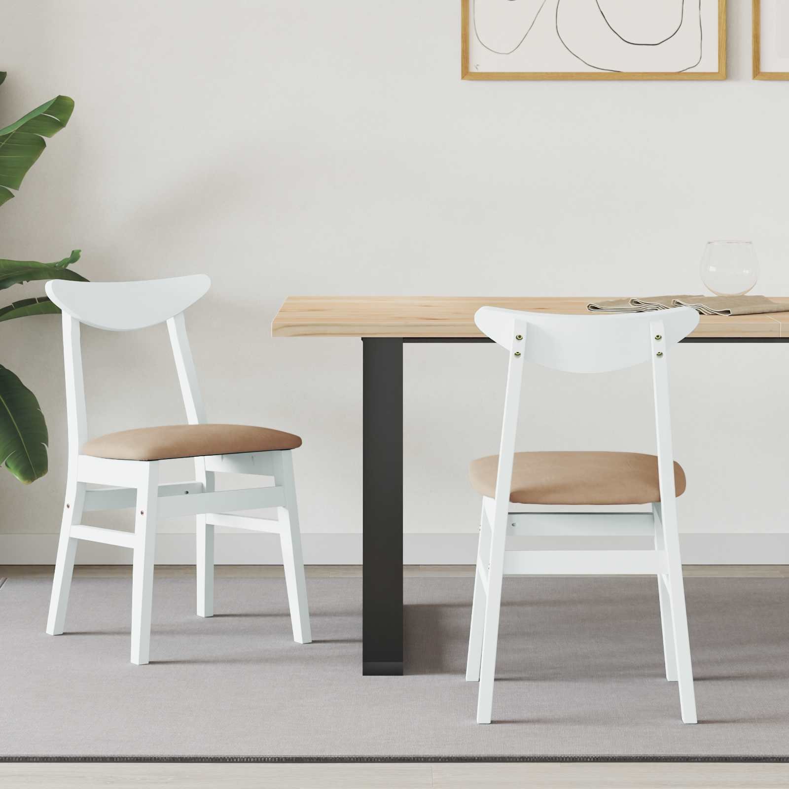 vidaXL Krzesła jadalne 2 pcs Biały 42 x 47.5 x 81 cm Drewno Gumowe