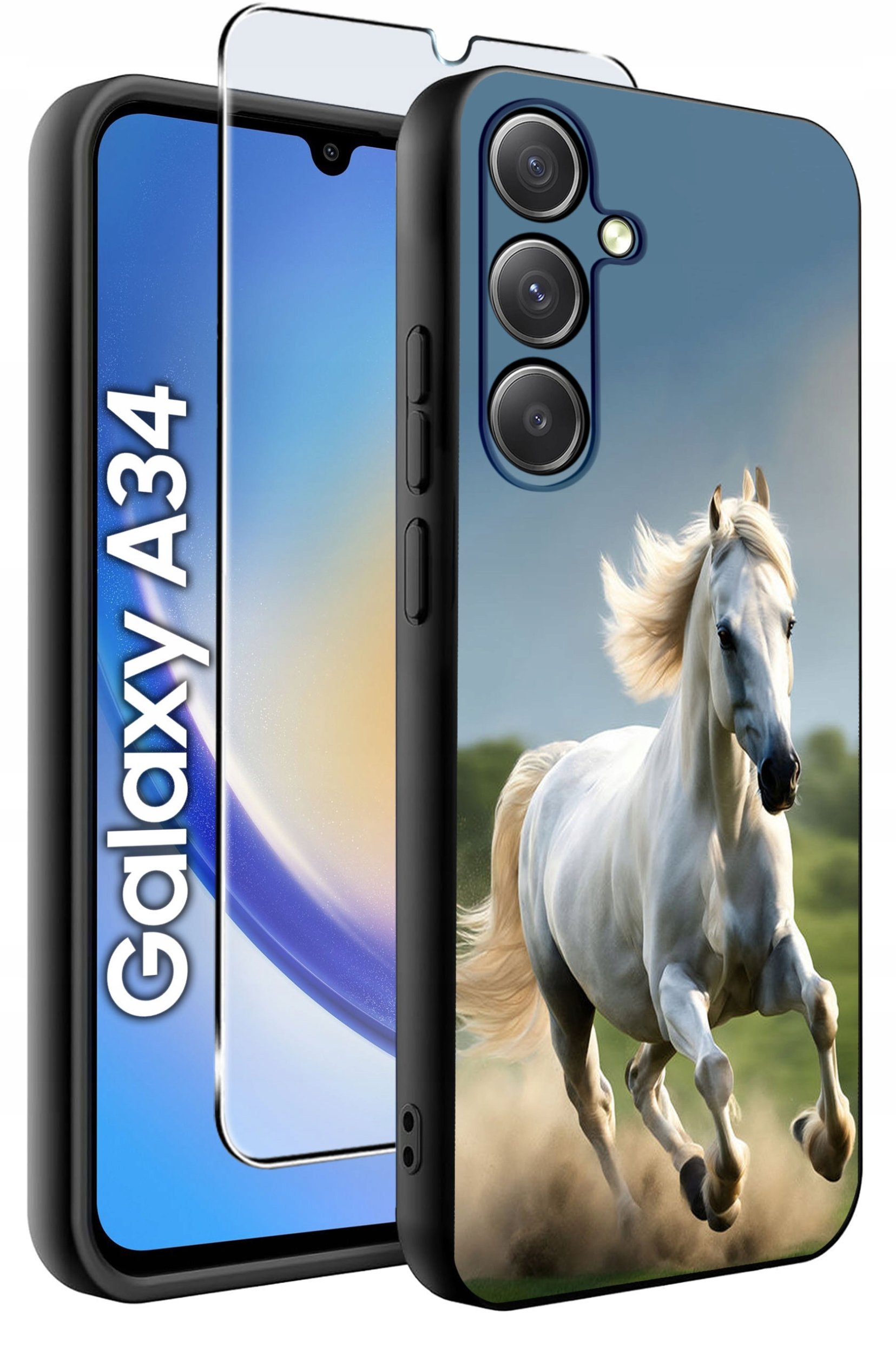 ETUI do Samsung A34 5G WZORY | SILIKONOWE MATT CASE + SZKŁO 9H