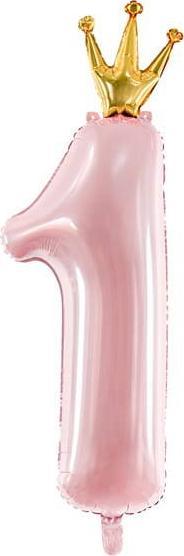 PartyDeco Balon foliowy Cyfra ''1'', 30x90cm, jasny różowy one size