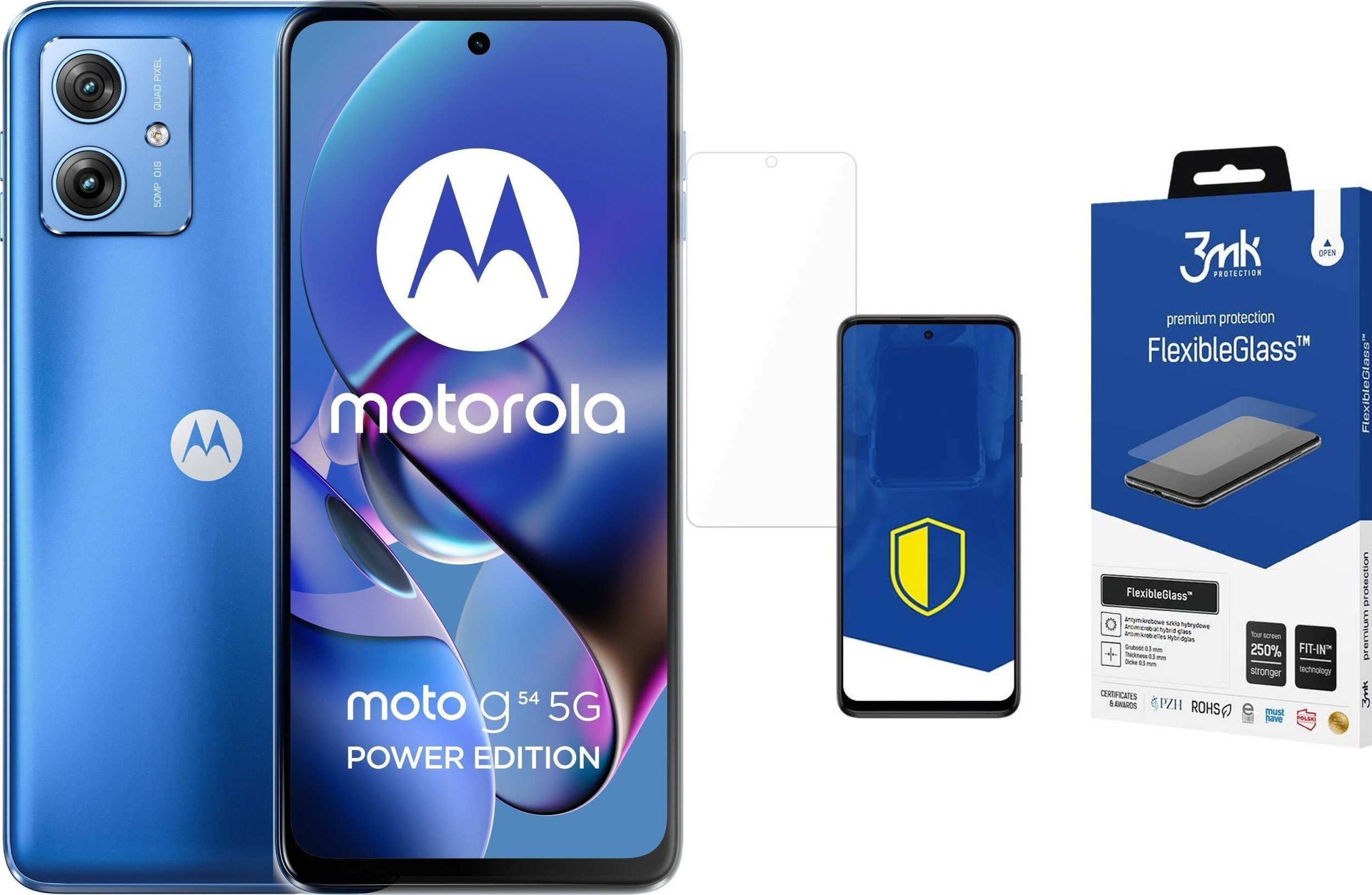 Smartfon Motorola Moto G54 Power Edition 5G 8/256GB Niebieski (Pearl Blue) + FlexibleGlass