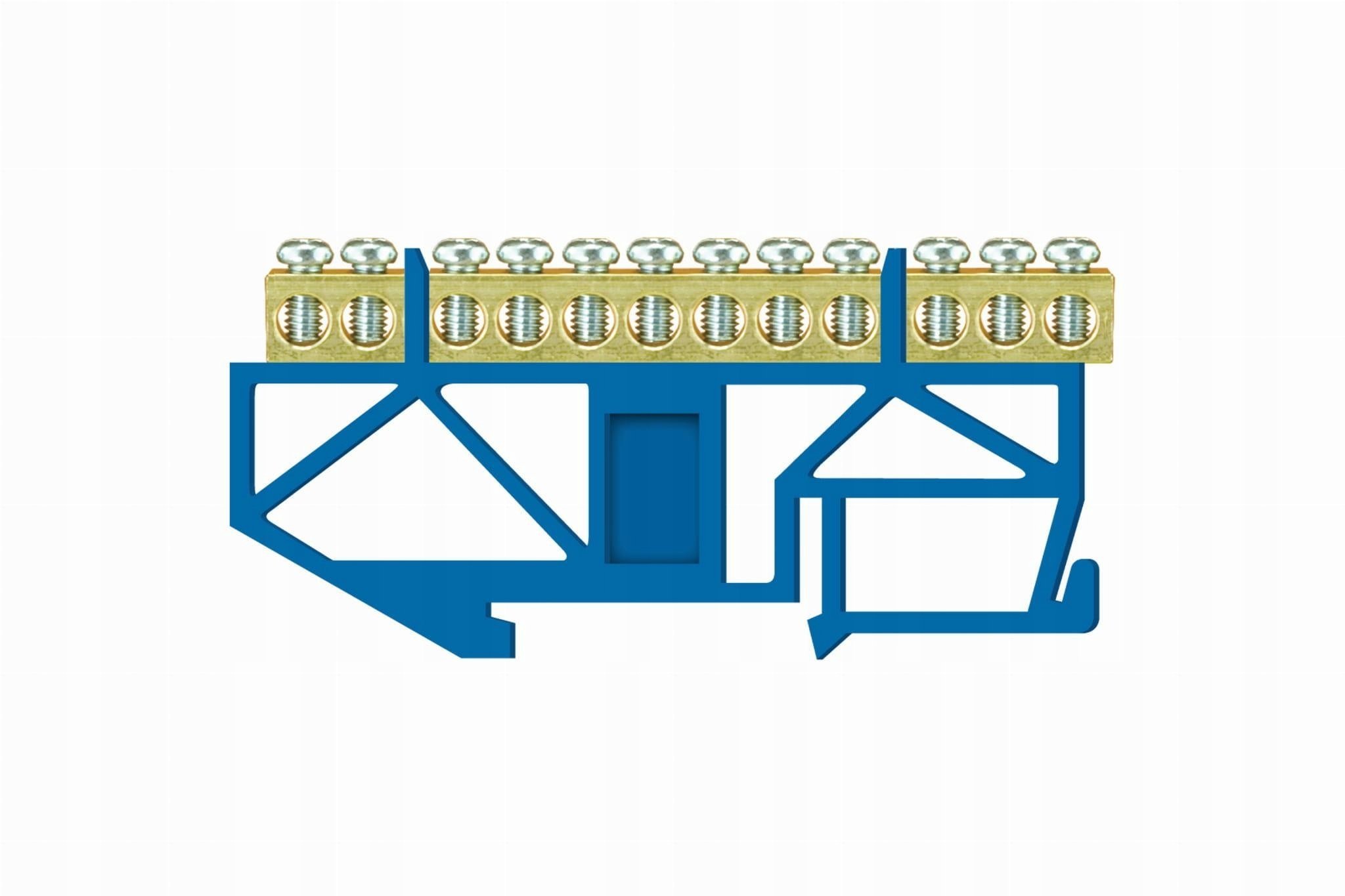 Listwa zaciskowa wysoka na szynę 12-torowa niebieska TH35 E.4045