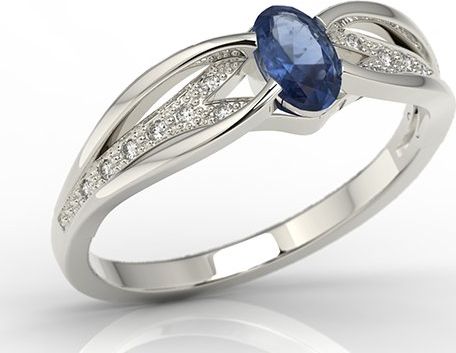 WĘC - Twój Jubiler Pierścionek z białego złota z szafirem i diamentami LP-39B 17 / UE- 57